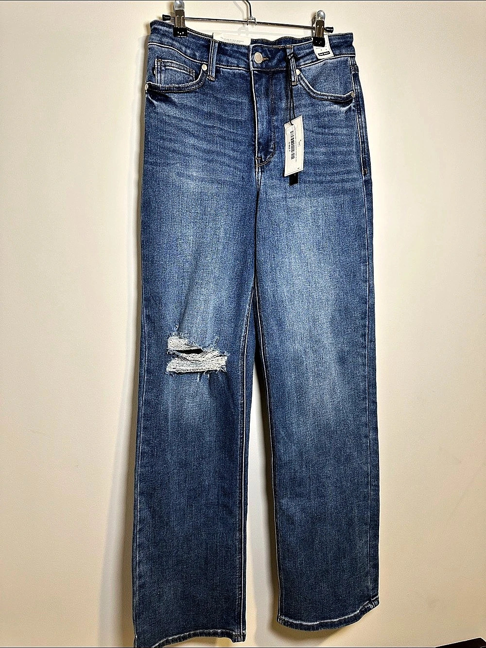 Judy Blue 90's Straight Fit Distressed Straight Leg Jeans in Blue Size 7/28 NWT